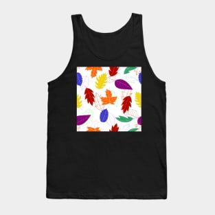 Leaves Pattern - Bold Colors with Bold Outlines Behind Tank Top